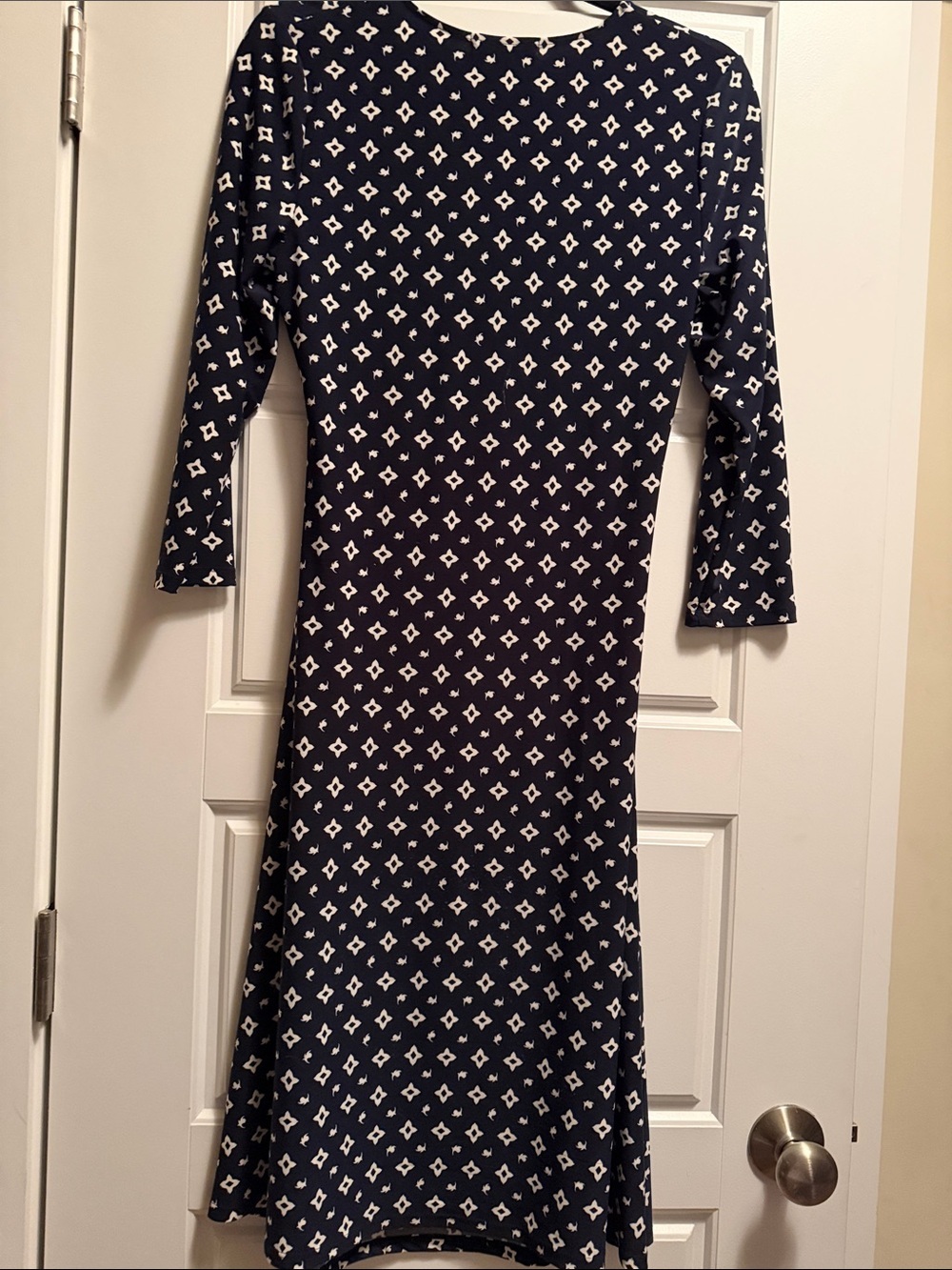 NWOT Ralph Lauren Navy and White Geometric Midi Dress - Picture 6 of 6